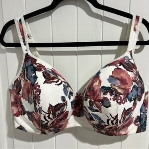 Cacique Floral Print Bra - White, Pink, Blue